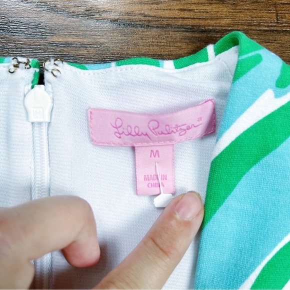 Lilly Pulitzer • Charlena Dress printed ponte shift green blue Finders Keepers - Picture 6 of 13